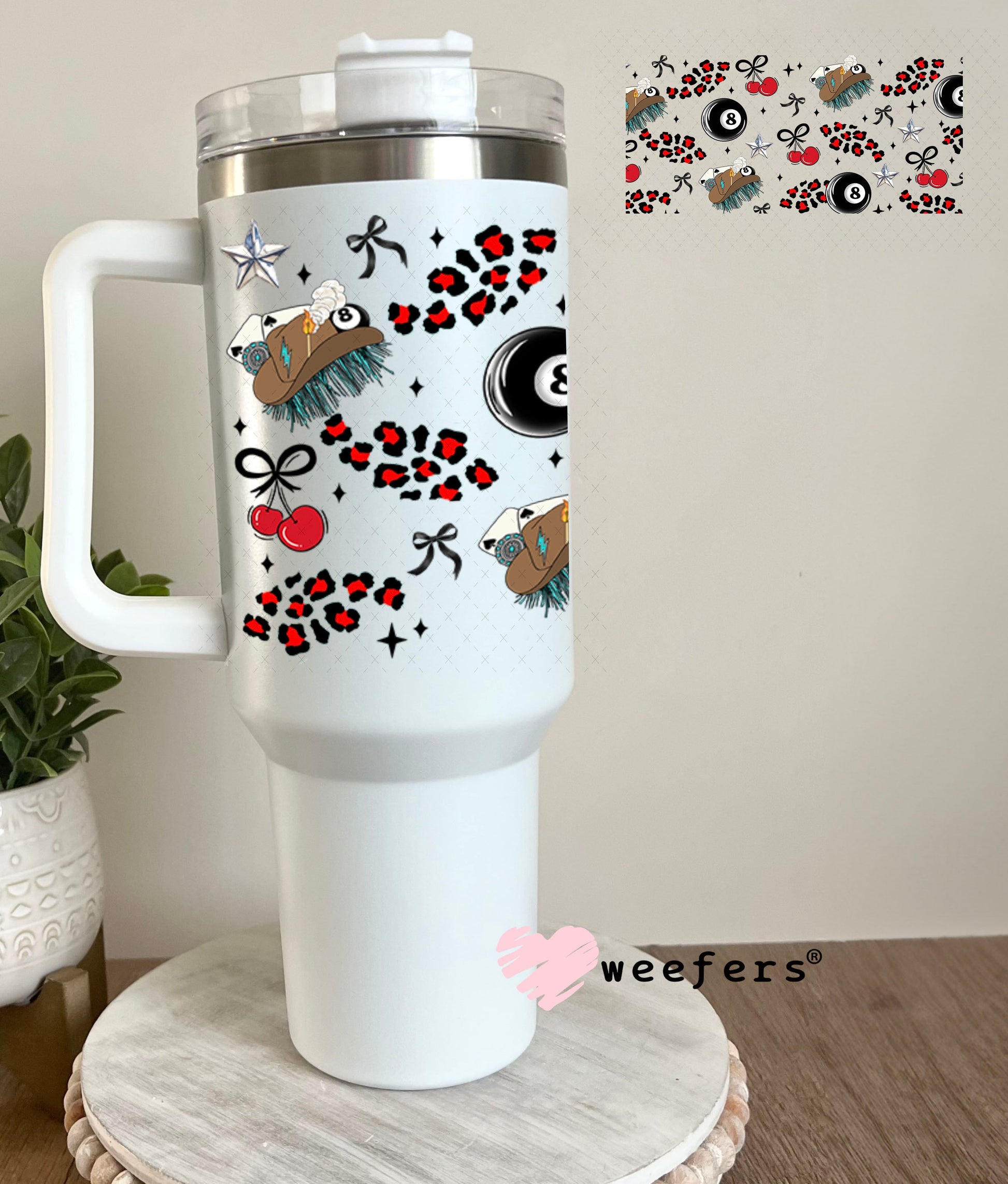 UV DTF Cup Wrap – USA Red White Blue Bows 40oz Tumbler Cup Wrap Weefers