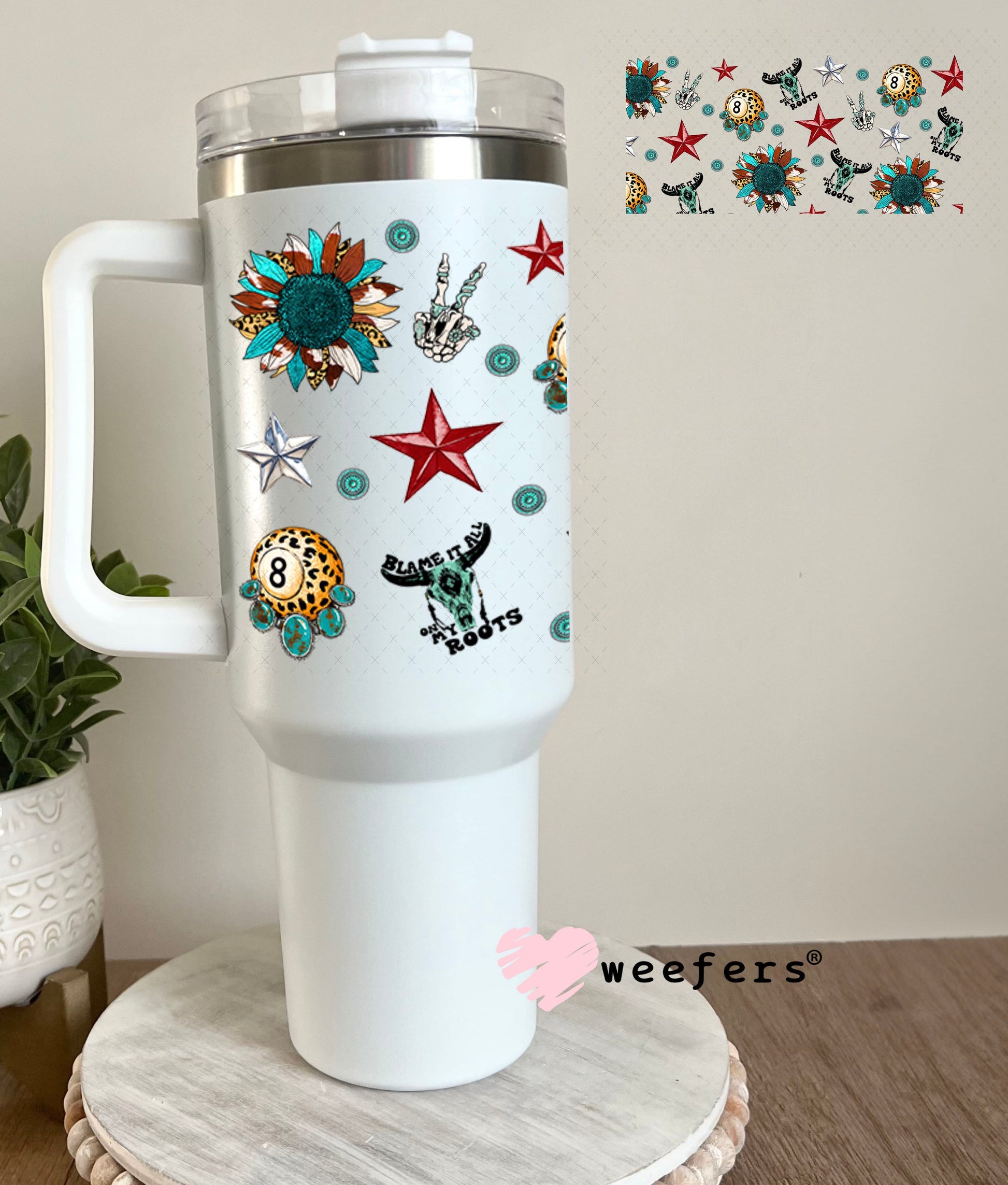 UV DTF Cup Wrap – USA Red White Blue Bows 40oz Tumbler Cup Wrap Weefers