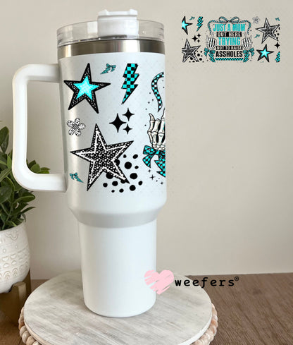 UV DTF Cup Wrap – USA Red White Blue Bows 40oz Tumbler Cup Wrap Weefers