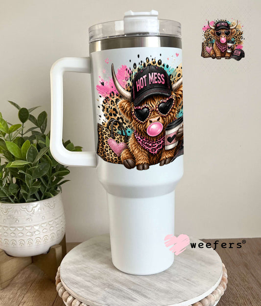 UV DTF Decal - Hot Mess Leopard Cow 40oz Tumbler Weefers