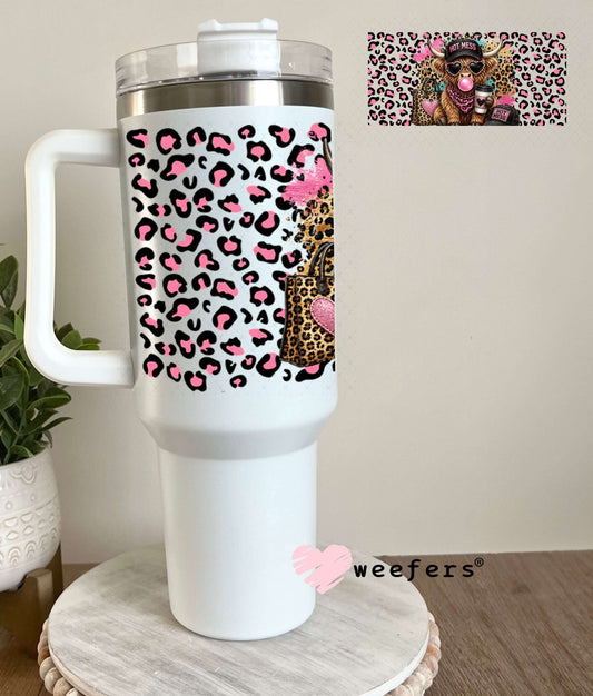 UV DTF Cup Wraps - Hot Mess Pink Leopard Cow - Weefers® Exclusive 40oz Tumbler Weefers