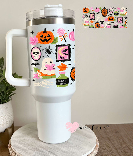 UV DTF Cup Wraps - Pink Green Halloween Reader 40oz Tumbler Weefers