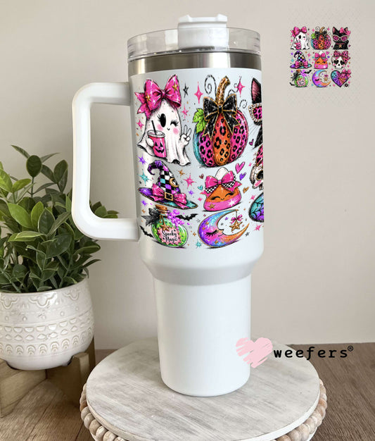 UV DTF Decal - Ghost and Pumpkins Colorful 40oz Tumbler Weefers