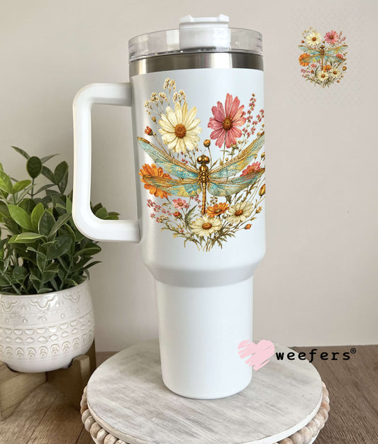 UV DTF Decal - Floral Dragon Fly 40oz Tumbler Weefers