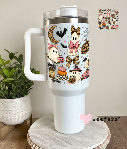 UV DTF Decal - Leopard Ghosts and Pumpkins 40oz Tumbler Weefers