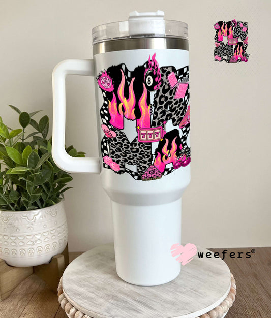 UV DTF Decal - Lucky 7's Pink Black 40oz Tumbler Weefers