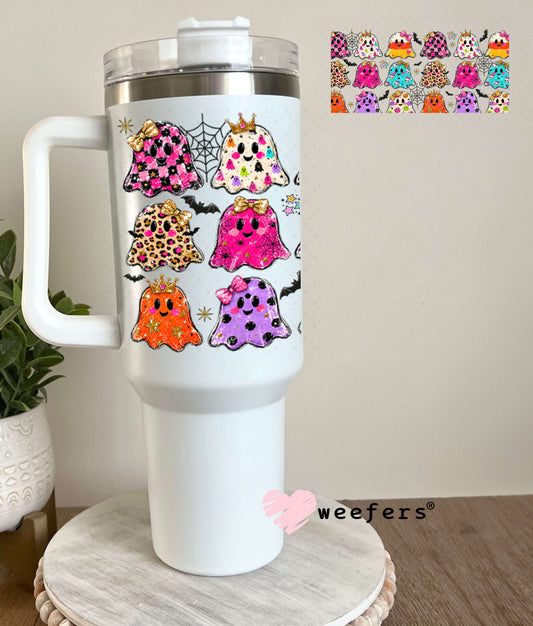 UV DTF Cup Wraps - Colorful Ghosts Halloween 40oz Tumbler Weefers
