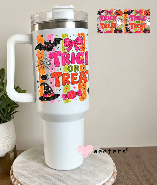 UV DTF Cup Wraps - Trick or Treat Pink Orange 40oz Tumbler Weefers