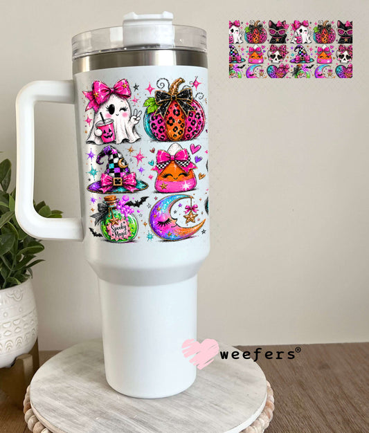 UV DTF Cup Wraps - Halloween Bougie Cats and Ghosts 40oz Tumbler Weefers