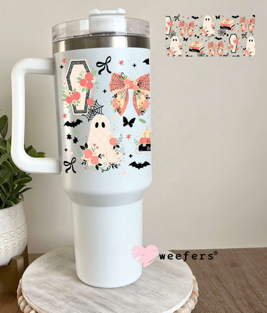 UV DTF Cup Wraps - Coffins and Ghosts Peach 40oz Tumbler Weefers