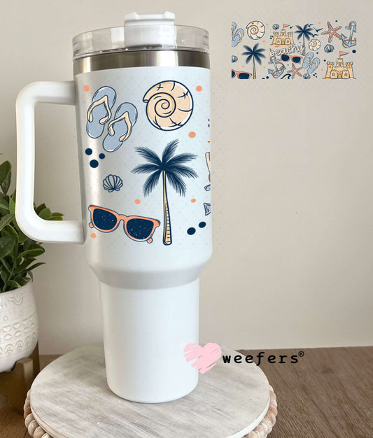 UV DTF Cup Wraps - Blue Beachy 40oz Tumbler Weefers