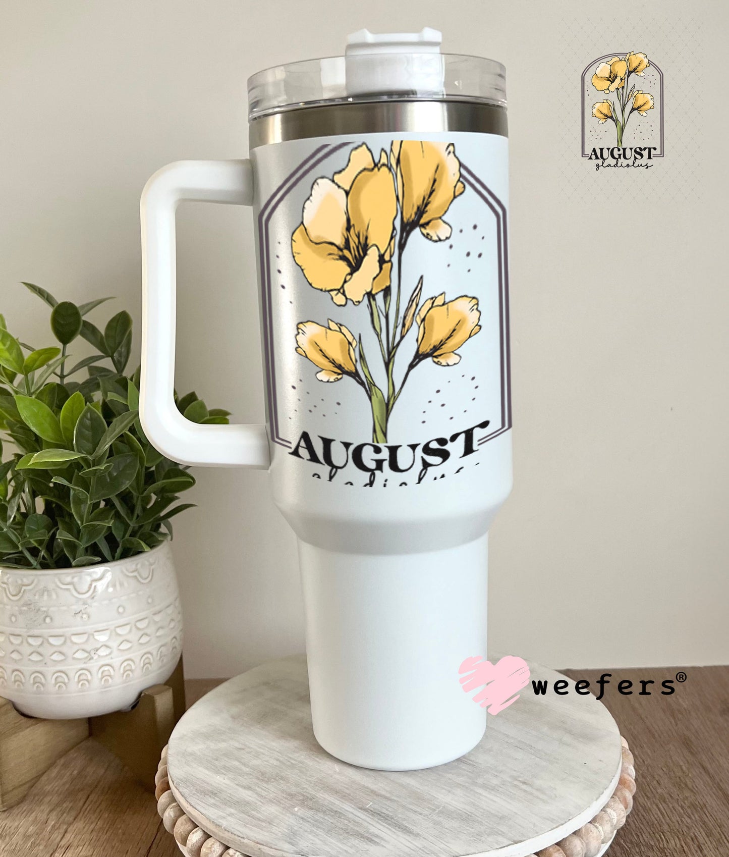 UV DTF Decal - August Gladiolus Birthday Month 40oz Tumbler Weefers