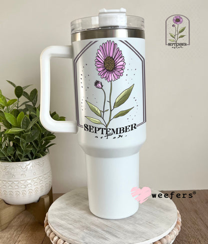 UV DTF Decal - September Aster Birthday Month 40oz Tumbler Weefers
