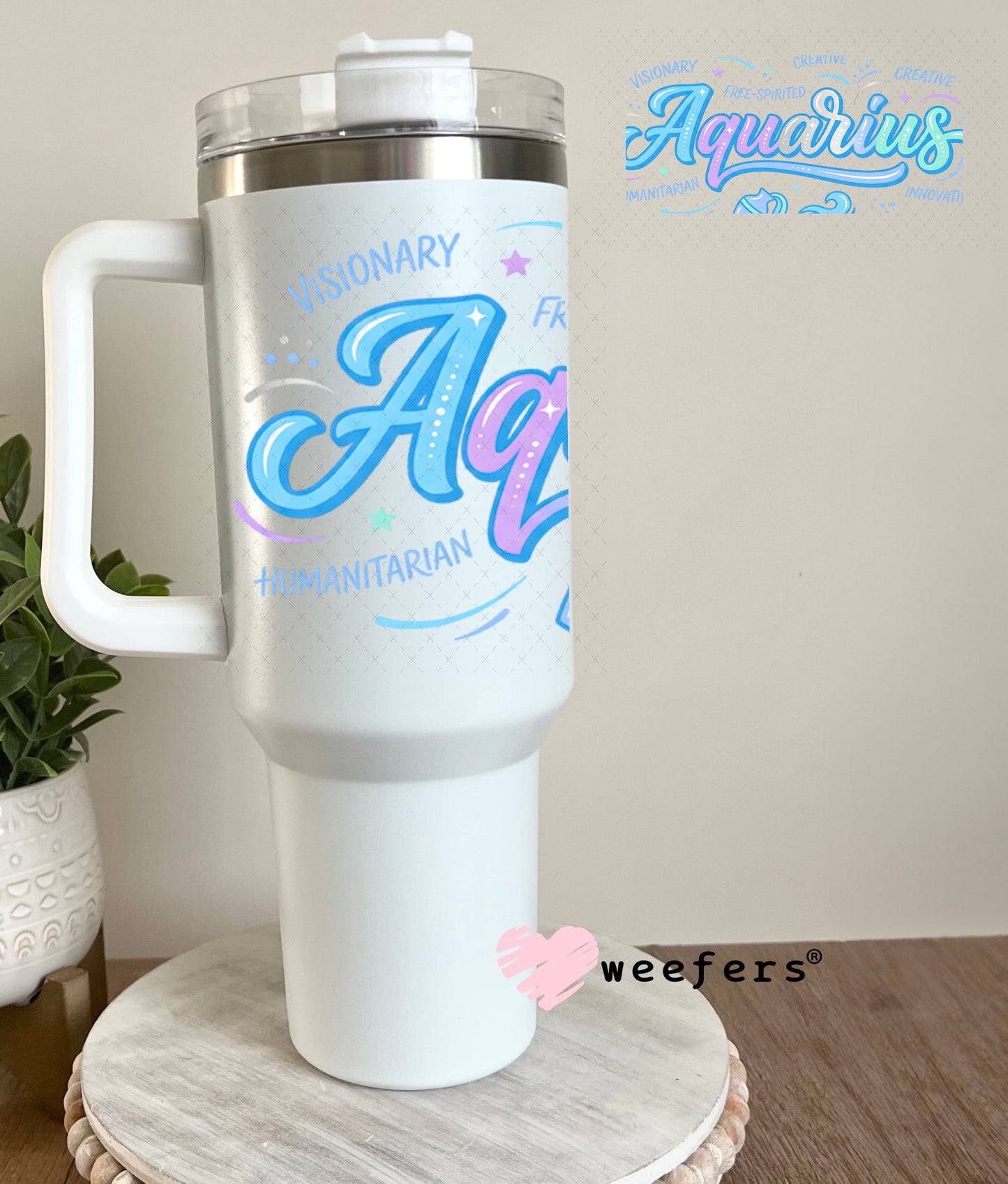 UV DTF Cup Wraps - Aquarius Zodiac Sign 40oz Tumbler Weefers