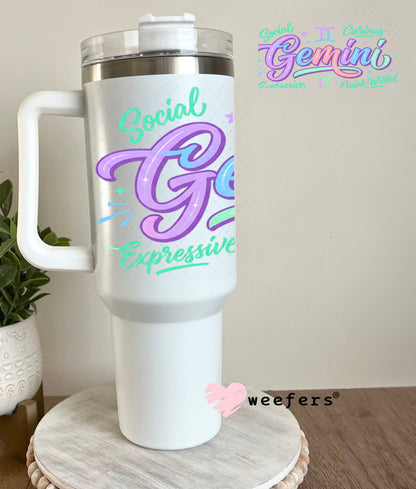 UV DTF Cup Wraps - Gemini Zodiac Sign 40oz Tumbler Weefers