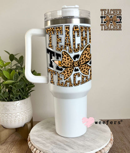 UV DTF Decal - Leopard Teacher Bow 40oz Tumbler Weefers