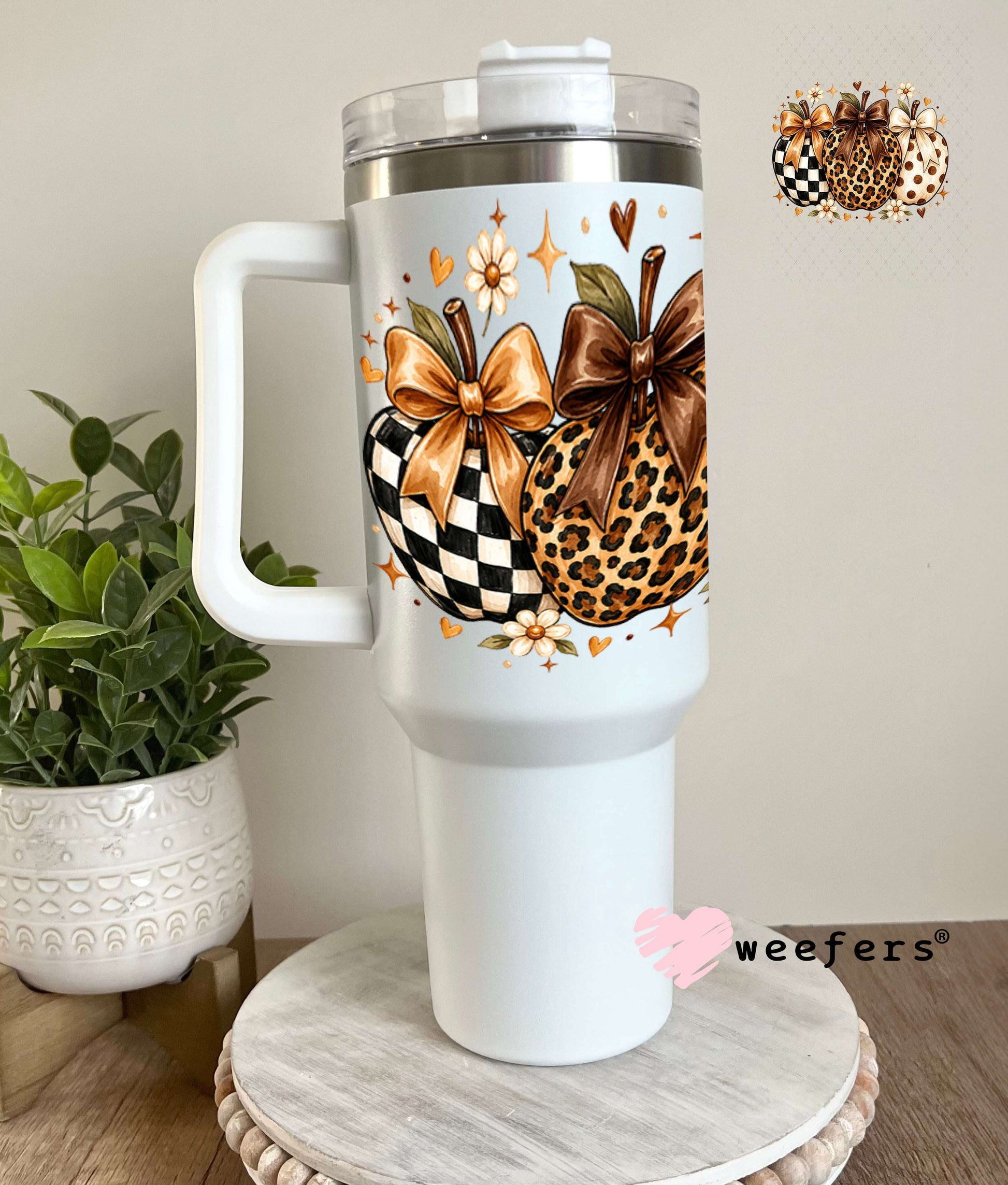 UV DTF Decal - Leopard Apples Fall 40oz Tumbler Weefers