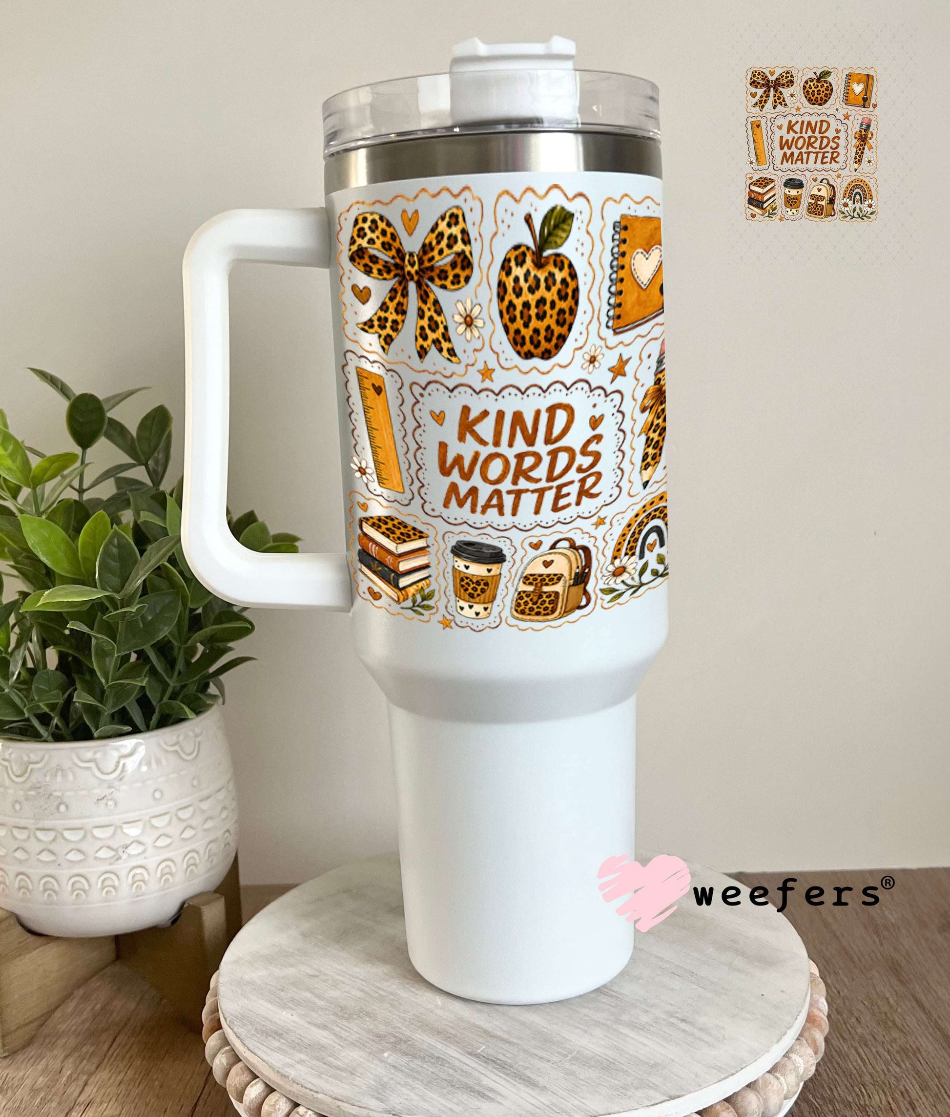 UV DTF Decal - Kind Words Matter Fall Teacher 40oz Tumbler Weefers