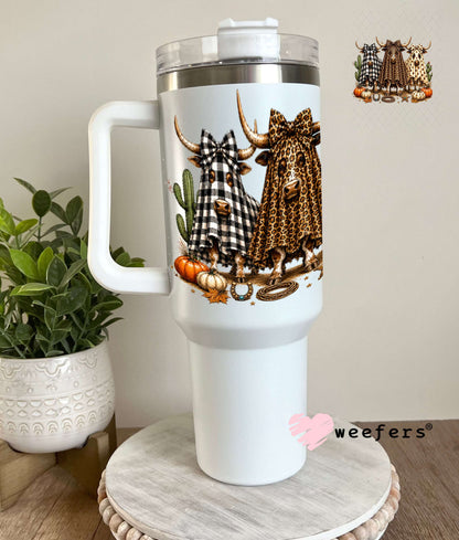 UV DTF Decal - Fall Ghost Cows 40oz Tumbler Weefers