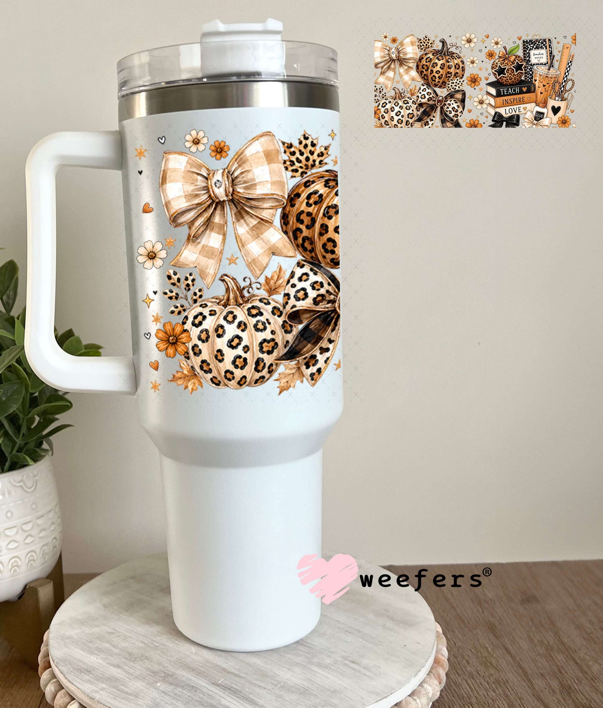 UV DTF Cup Wraps - Cheetah Fall Teacher 40oz Tumbler Weefers