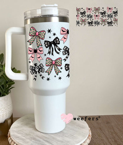 UV DTF Cup Wraps - Halloween Bows Black Pink 40oz Tumbler Weefers