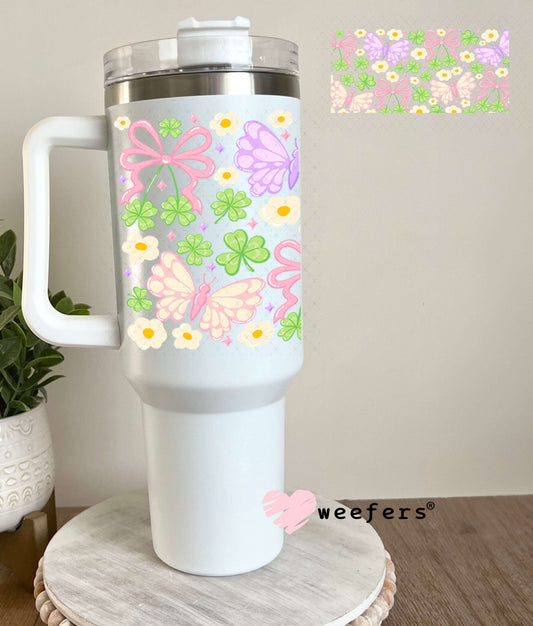 UV DTF Cup Wraps - Coquette Butterflies and Shamrocks 40oz Tumbler Weefers