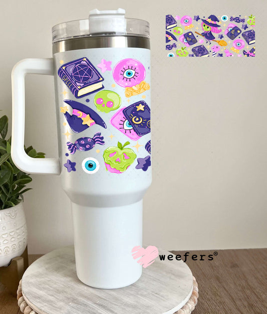 UV DTF Cup Wraps - Purple Pink Witch Halloween 40oz Tumbler Weefers