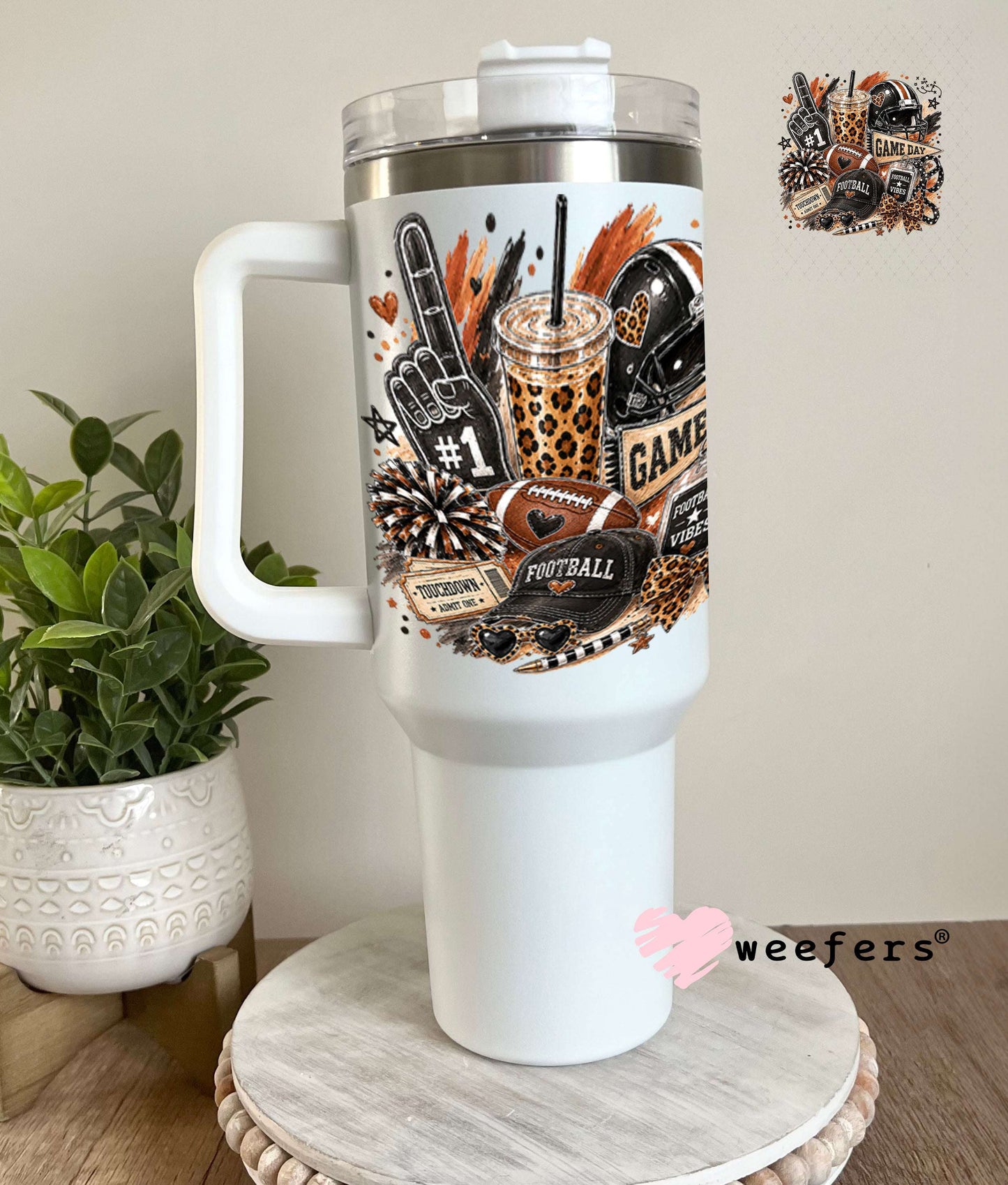 UV DTF Decal - Game Day Football 40oz Tumbler Weefers