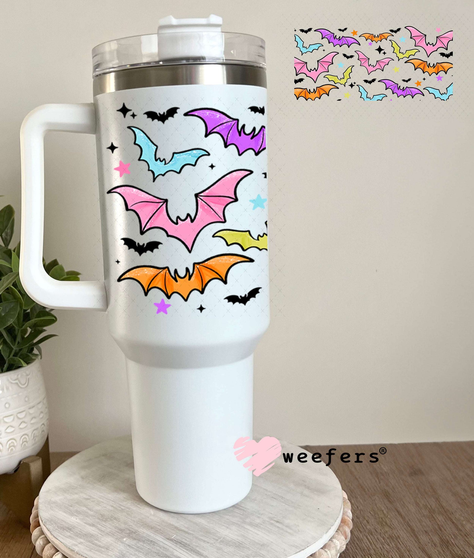 UV DTF Cup Wraps - Colorful Bats 40oz Tumbler Weefers