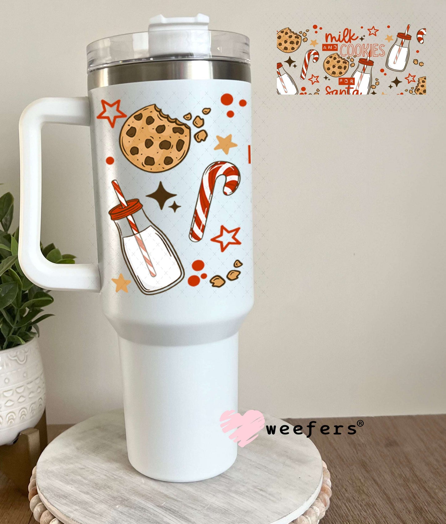 UV DTF Cup Wraps - Christmas Milk and Cookies 40oz Tumbler Weefers