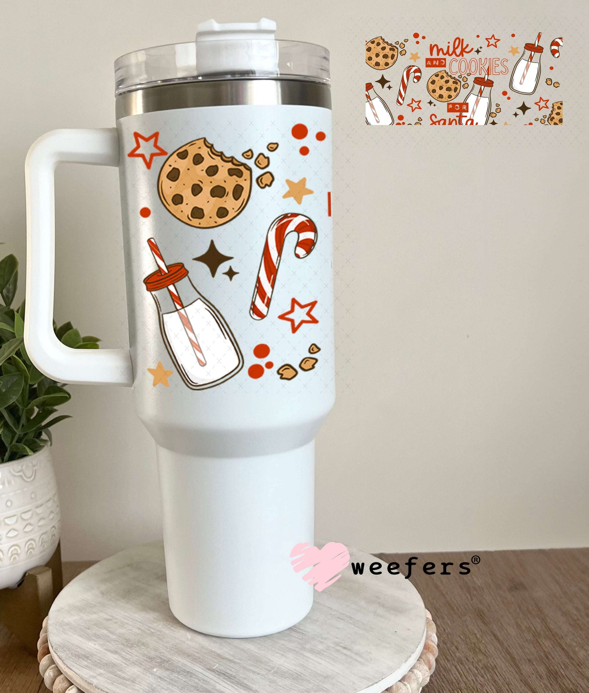 UV DTF Cup Wraps - Christmas Milk and Cookies 40oz Tumbler Weefers