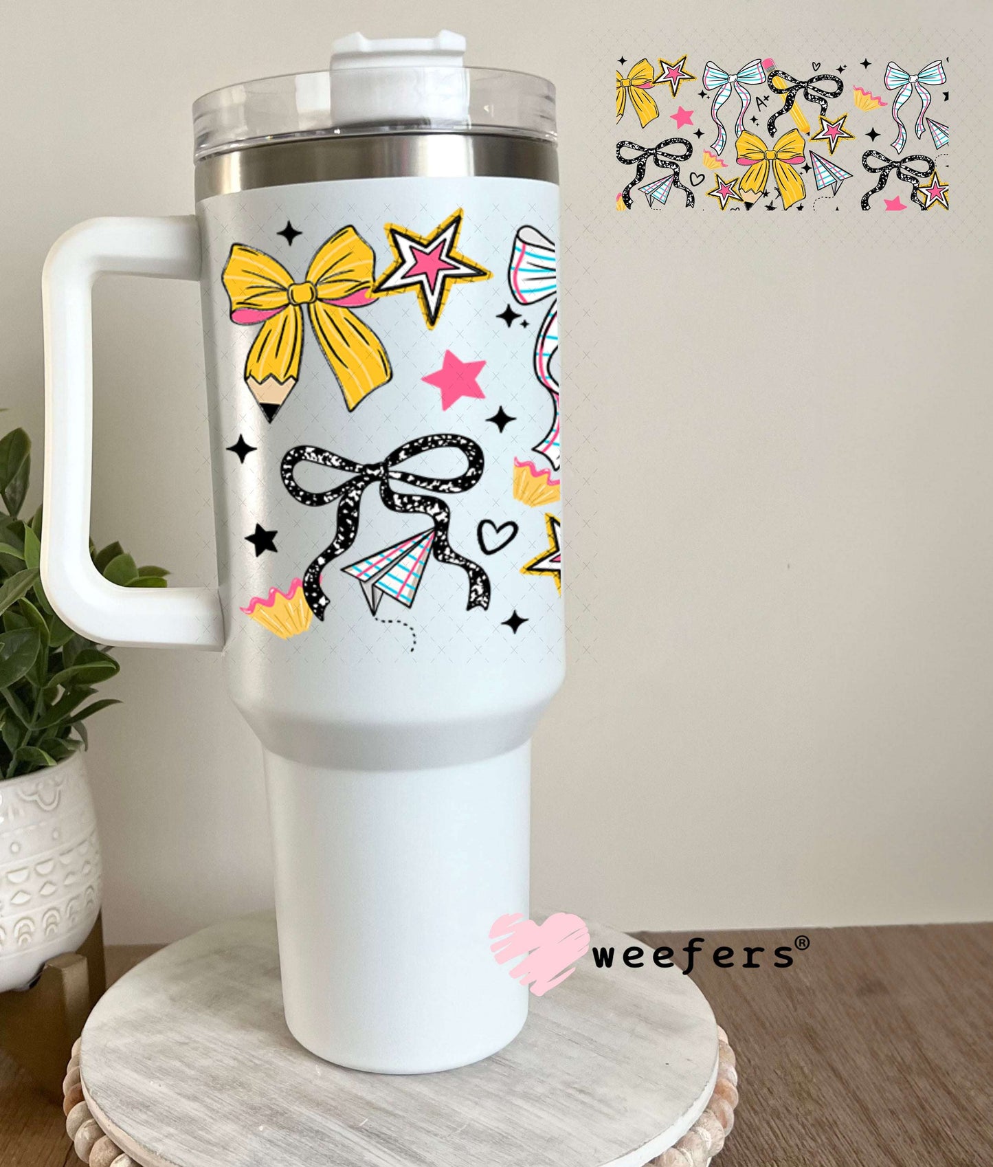 UV DTF Cup Wraps - Teacher Bows 40oz Tumbler Weefers