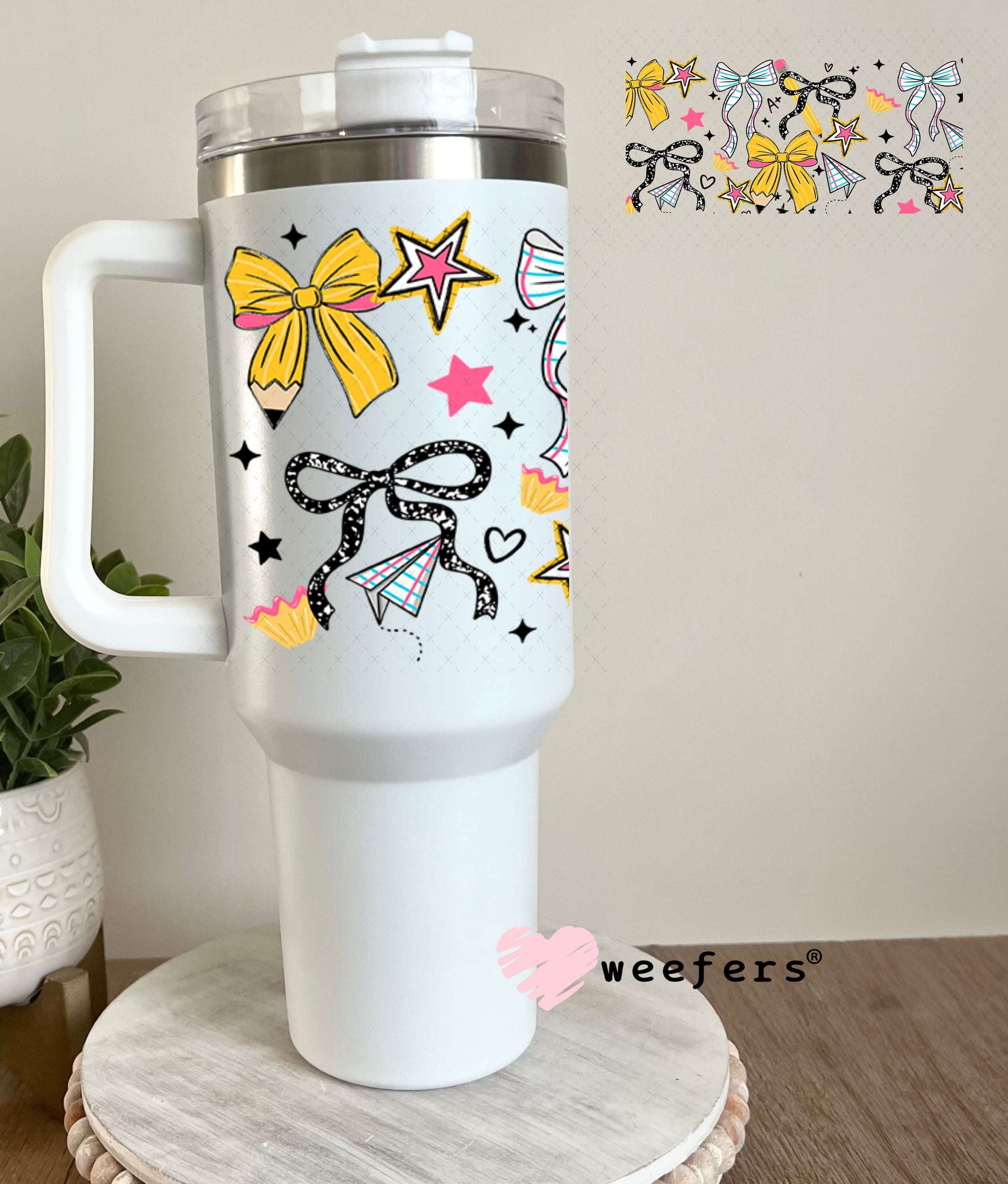 UV DTF Cup Wraps - Teacher Bows 40oz Tumbler Weefers