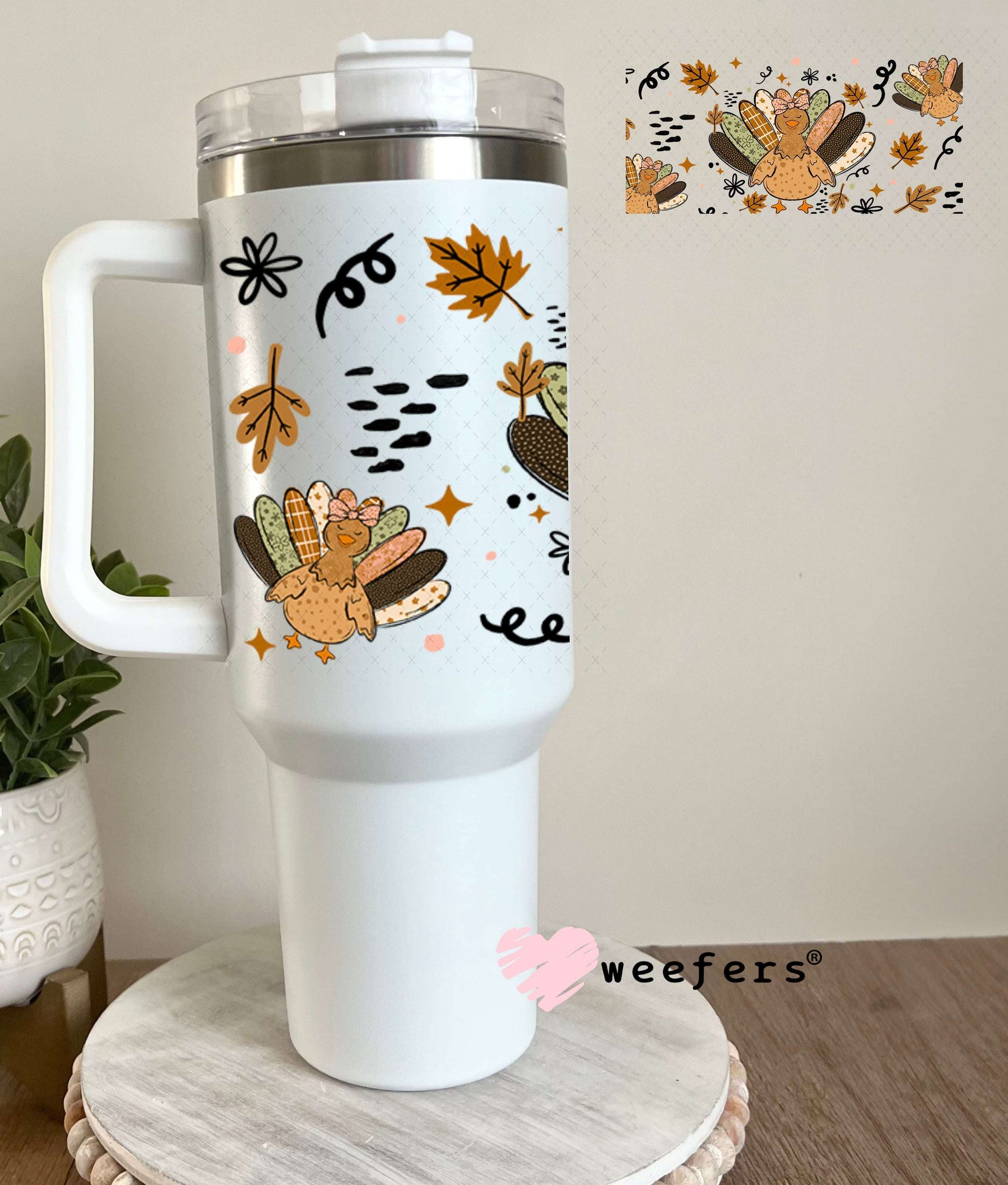 UV DTF Cup Wraps - Turkey Thanksgiving 40oz Tumbler Weefers