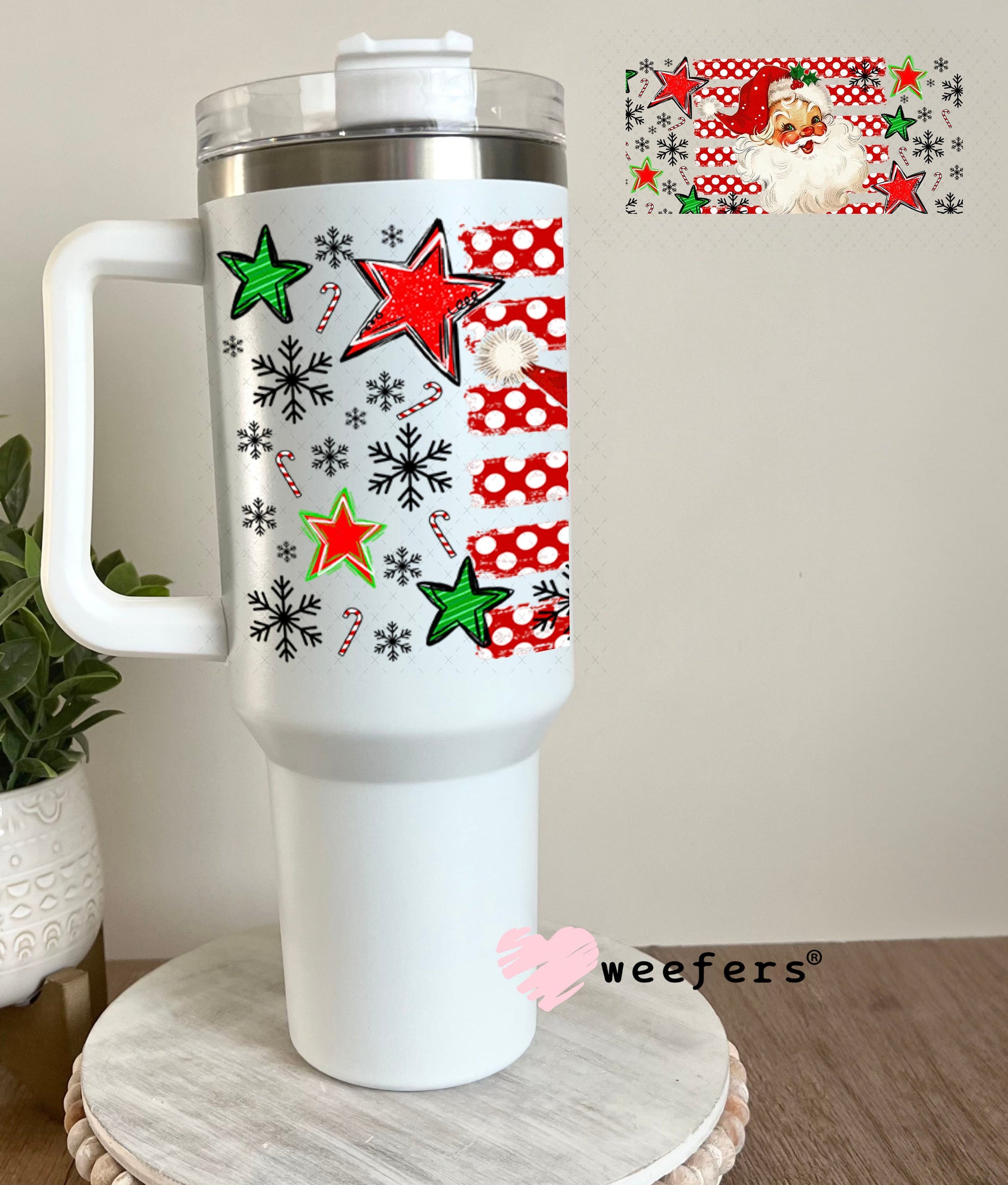 UV DTF Cup Wrap – USA Red White Blue Bows 40oz Tumbler Cup Wrap Weefers