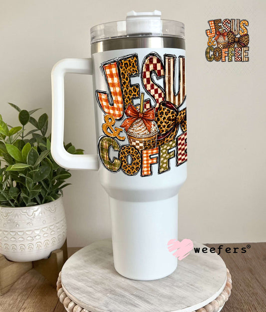 UV DTF Decal - Jesus and Coffee Fall 40oz Tumbler Weefers
