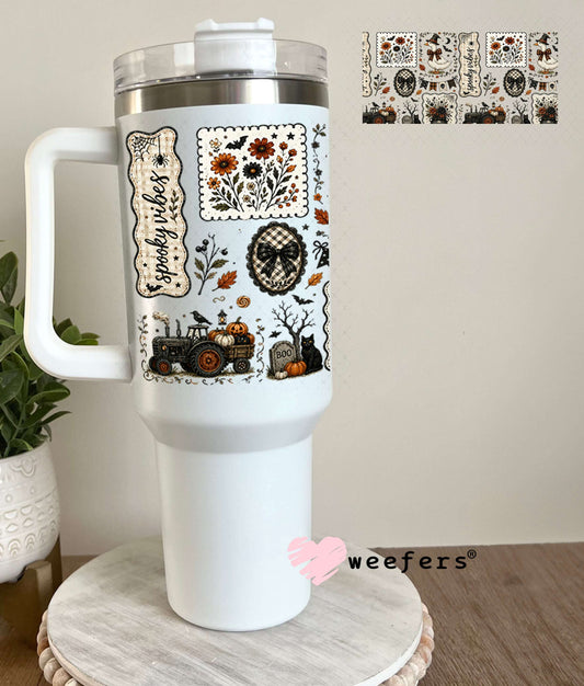 UV DTF Cup Wraps - Spooky Vibes Stamps 40oz Tumbler Weefers