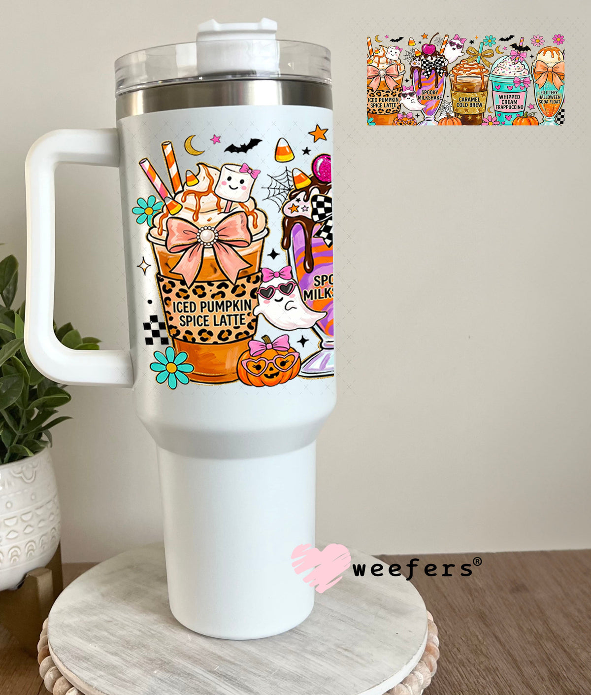 UV DTF Cup Wraps - Halloween Iced Coffee 40oz Tumbler Weefers