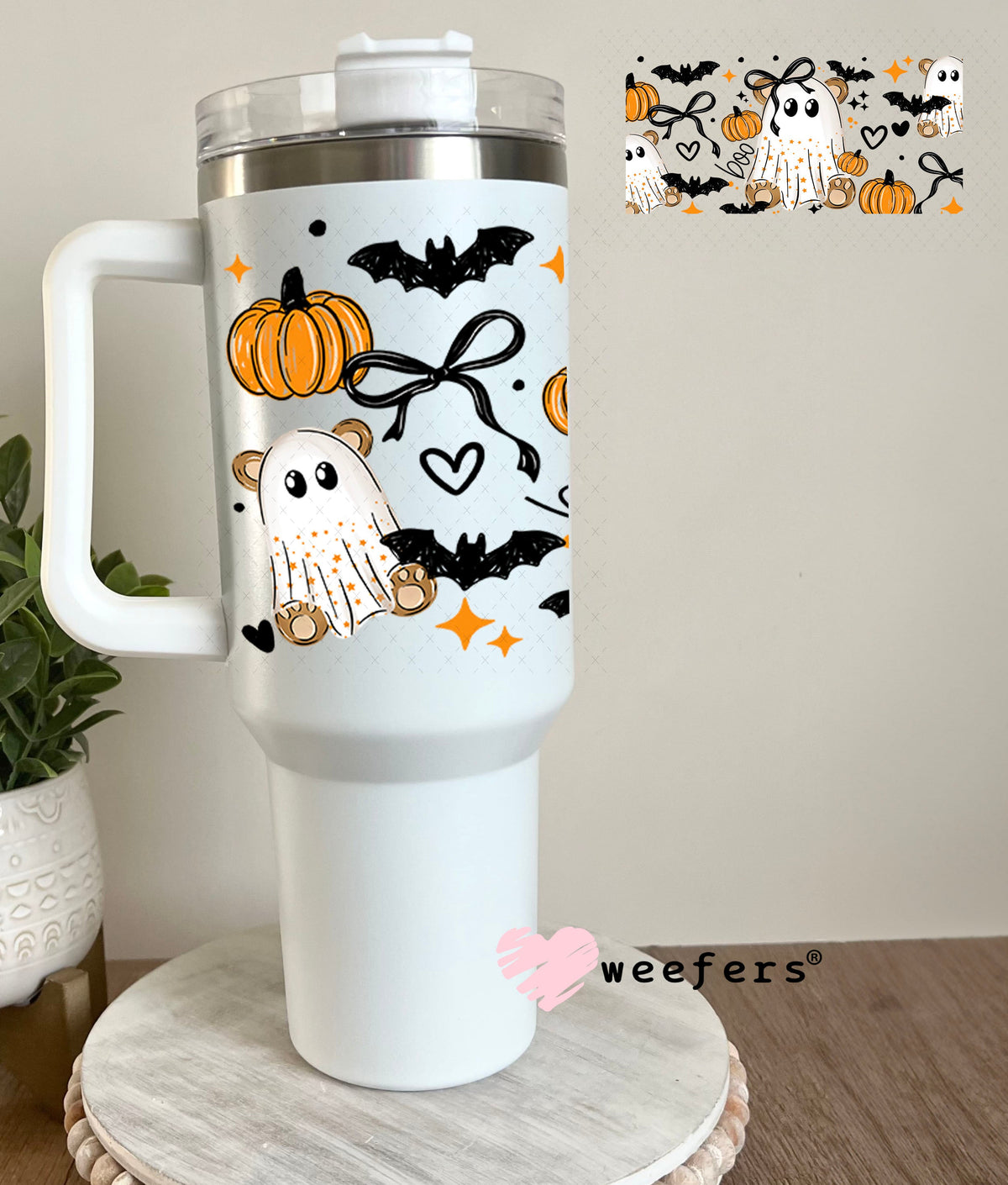 UV DTF Cup Wraps - Halloween Ghost Friends 40oz Tumbler Weefers