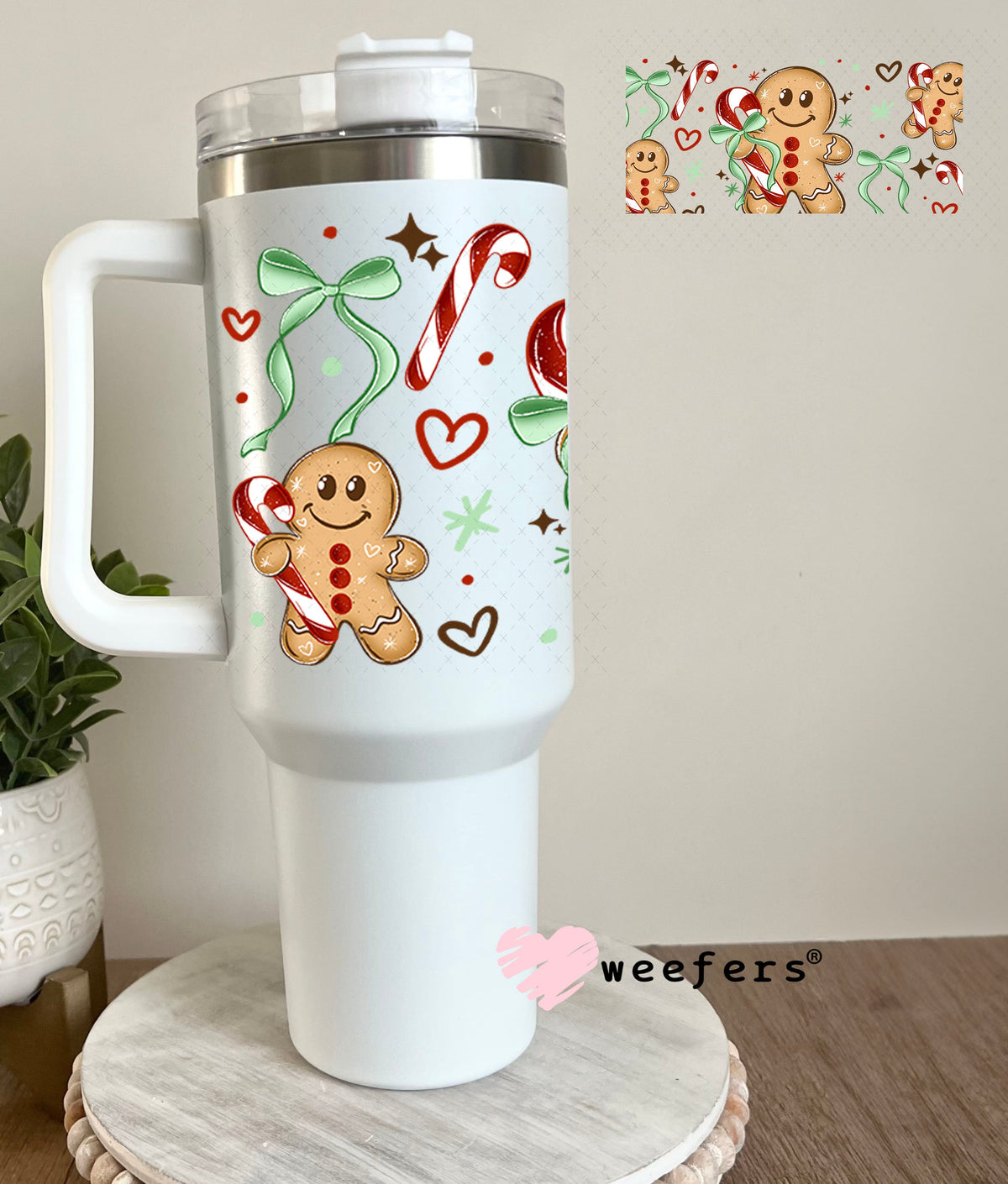 UV DTF Cup Wraps - Christams Gingerbread Red 40oz Tumbler Weefers