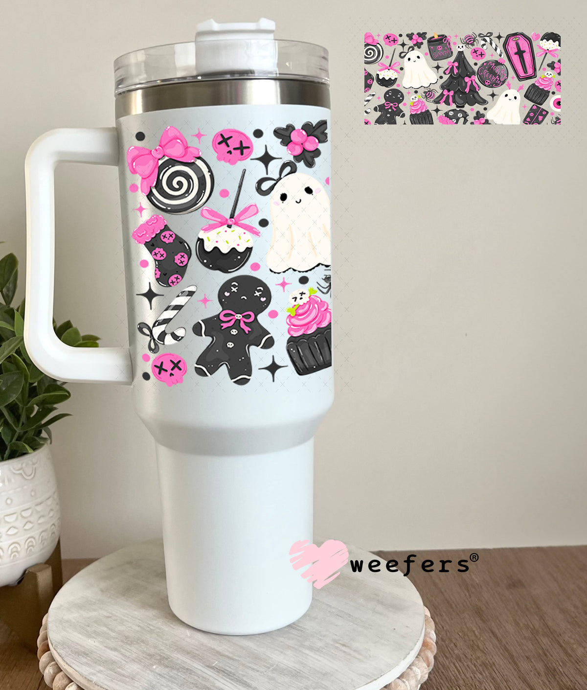 UV DTF Cup Wraps - Goth Christmas Pink Black 40oz Tumbler Weefers