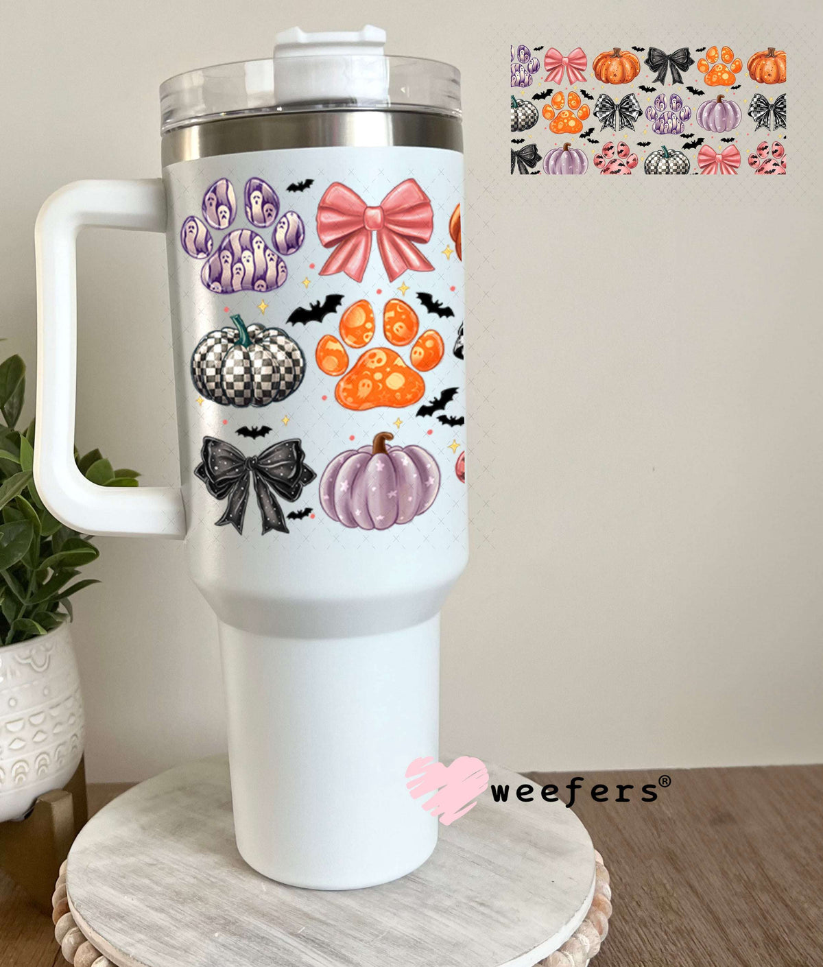 UV DTF Cup Wraps - Dog Paw Pumpkins Fall 40oz Tumbler Weefers
