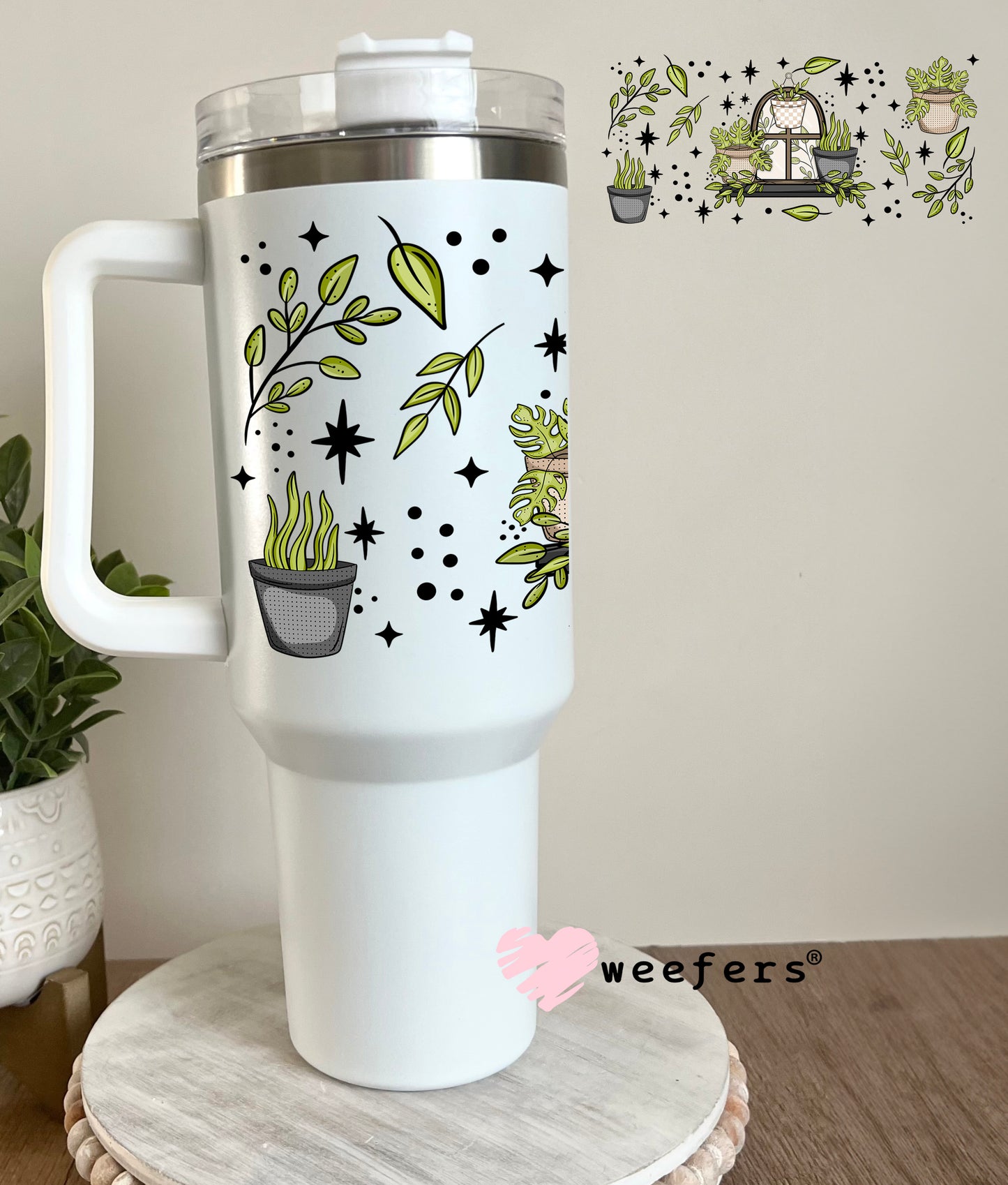 Plant Vibes UV DTF Cup Wrap 40oz Tumbler Cup Wrap Weefers