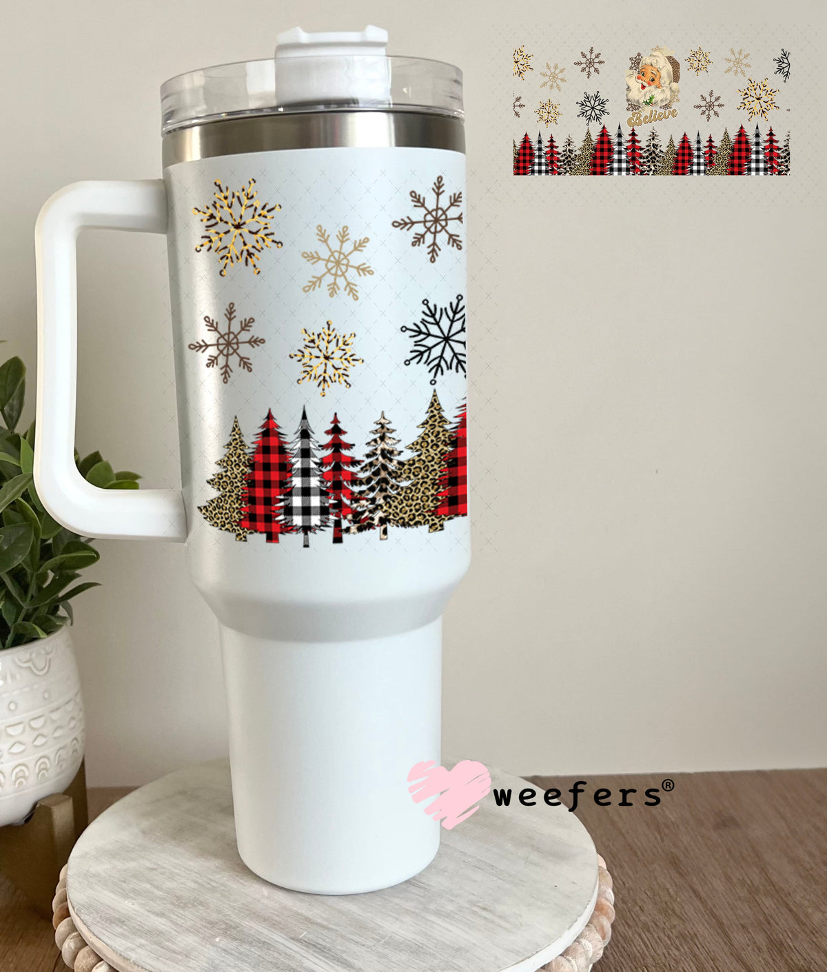 UV DTF Cup Wraps - Vintage Santa Plaid 40oz Tumbler Weefers