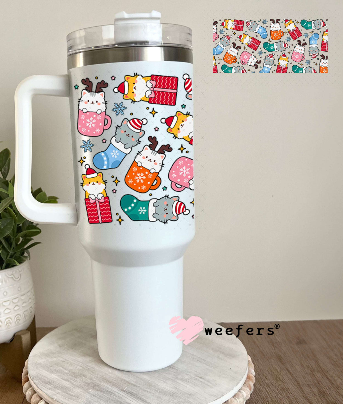 UV DTF Cup Wraps - Christmas Kitty Cats Stockings 40oz Tumbler Weefers