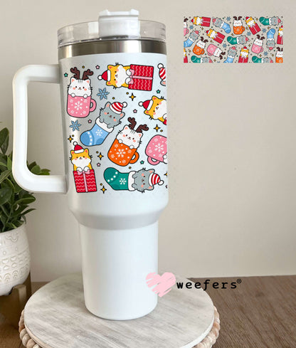 UV DTF Cup Wraps - Christmas Kitty Cats Stockings 40oz Tumbler Weefers