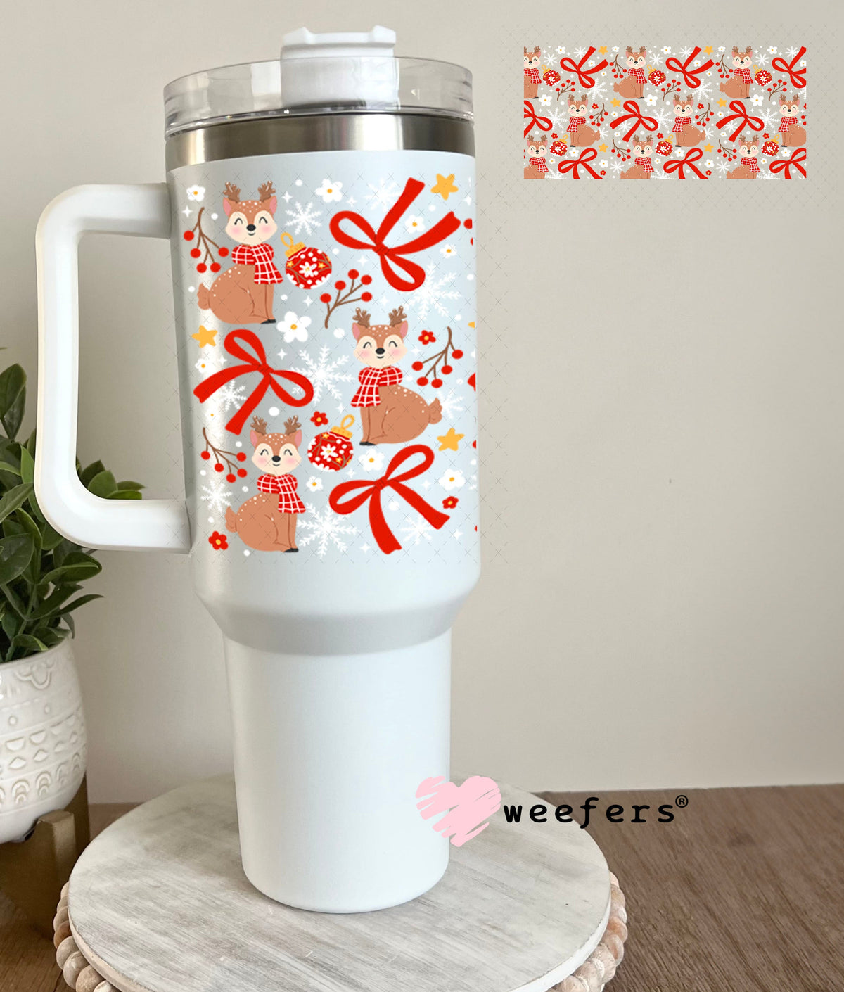 UV DTF Cup Wrap – USA Red White Blue Bows 40oz Tumbler Cup Wrap Weefers