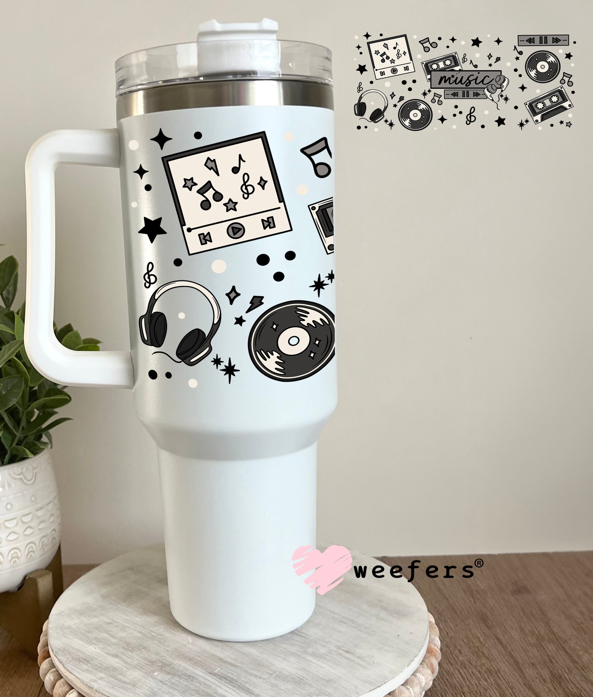 Old Time Music Vinyl Records UV DTF Cup Wrap 40oz Tumbler Cup Wrap Weefers