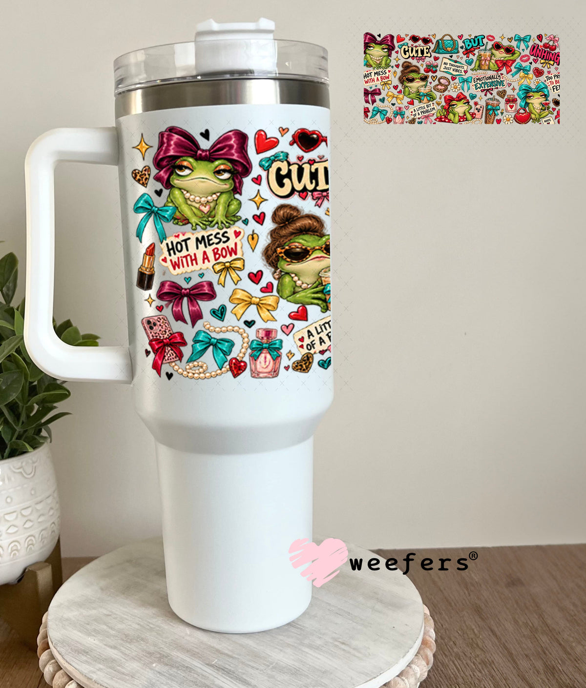 UV DTF Cup Wrap – USA Red White Blue Bows 40oz Tumbler Cup Wrap Weefers