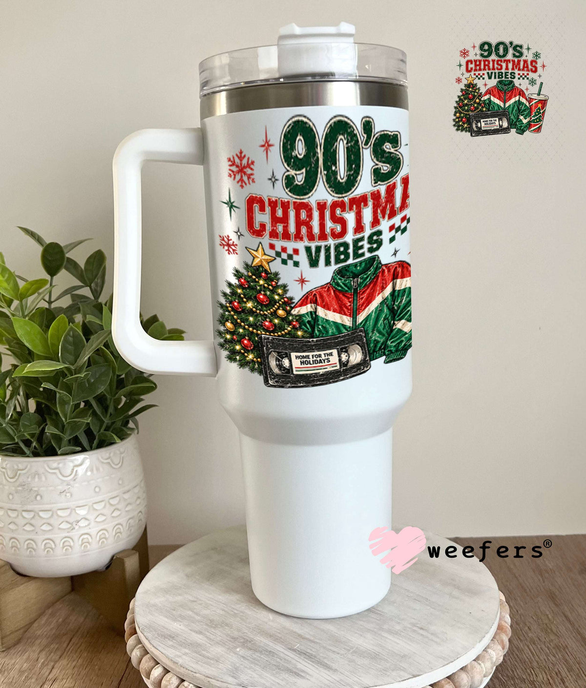 UV DTF Decal - 90's Christmas Vibes 40oz Tumbler Weefers
